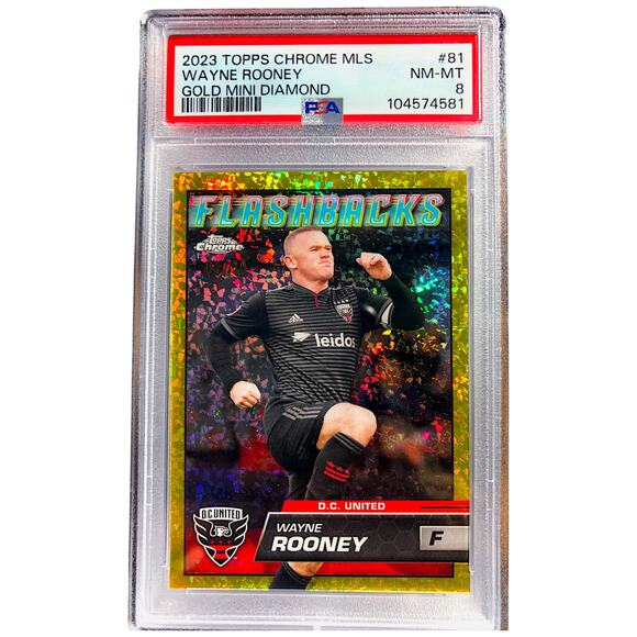 2023 Topps Chrome MLS Gold Mini-Diamond #81 Wayne Rooney /50 PSA 8 NM-MT - Picture 1 of 10